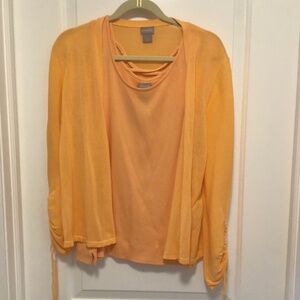 Chico's Light Orange Twinset Tank with Open Cardigan  - Size M